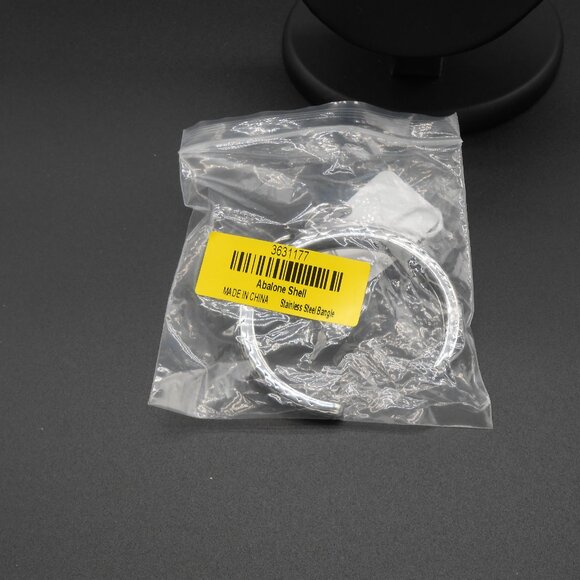 Bracelet, Abalone Shell Dragonfly Cuff in Black Oxidized Stainless Steel, 7.5 in - Picture 9 of 9